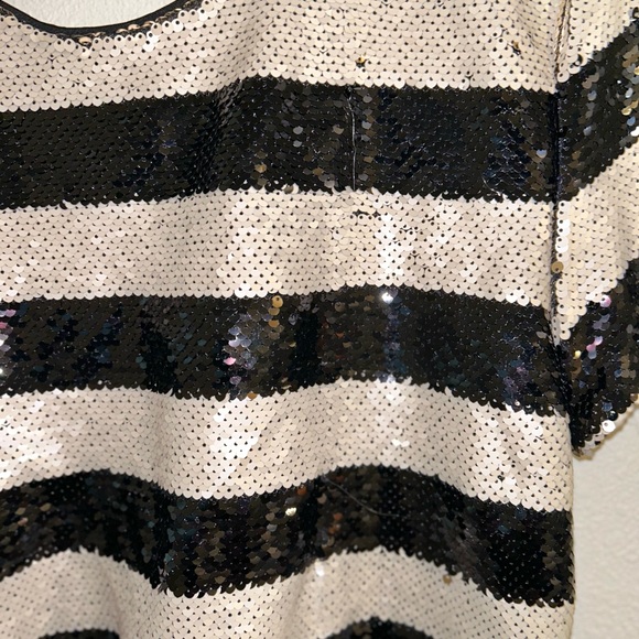 Women’s black and gray striped sequin crop top open back 4SI3NNA - Picture 5 of 5